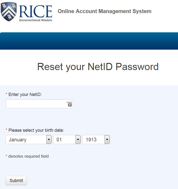 Forgot Or Reset Netid Password