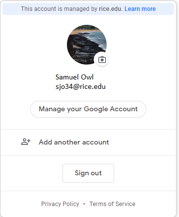 Screen Displaying Manage Your Account on google settings